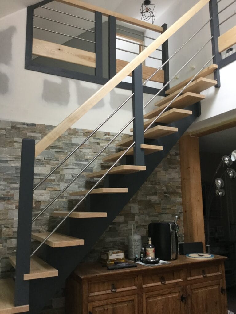Escalier quart tournant bois et métal sur mesure dans l'Eure (27) – Escalier Eure - Evreux
